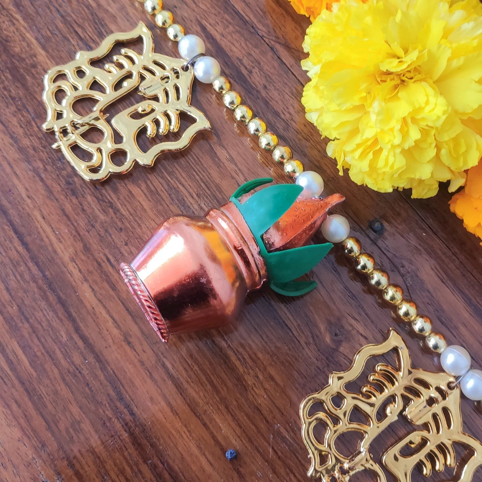 Traditional Ganesha Toran with Kalash & Leaf Motifs Festive Door Hanging Décor for Home Entrance