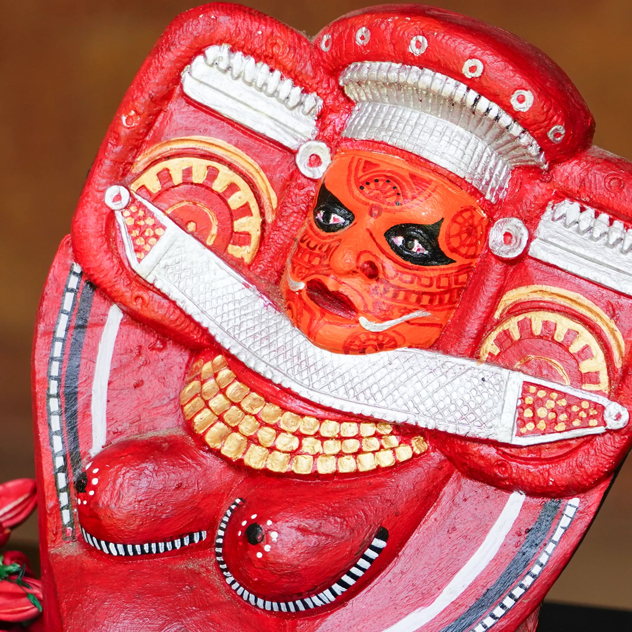 Handcrafted Bhagavathi Theyyam Wooden Replica-Made to Order