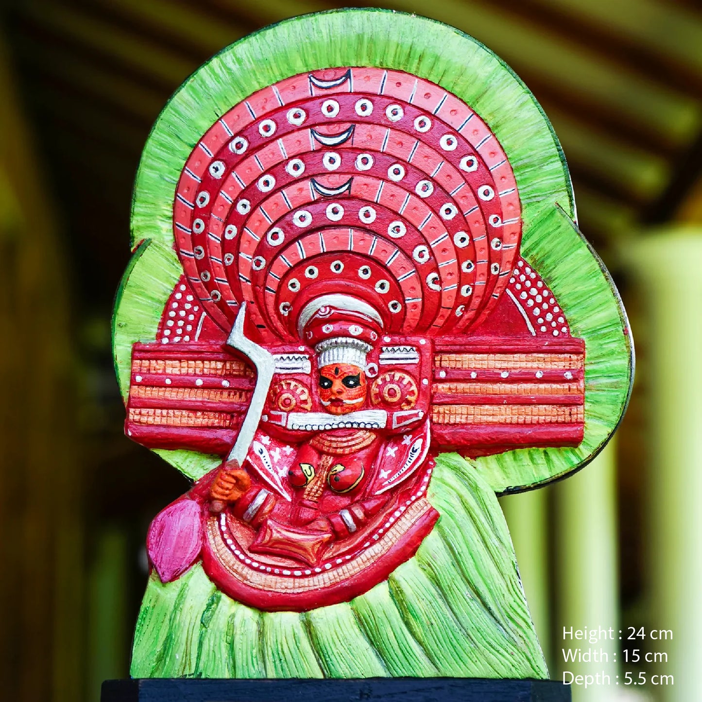 Handcrafted Panangad Bhagavathi Theyyam Wooden Art Piece-Made to Order