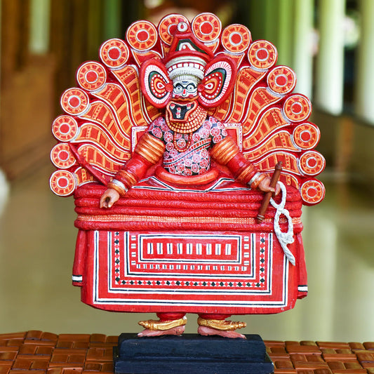 Handcrafted Kuttichathan Theyyam Wooden Decor- Made to Order