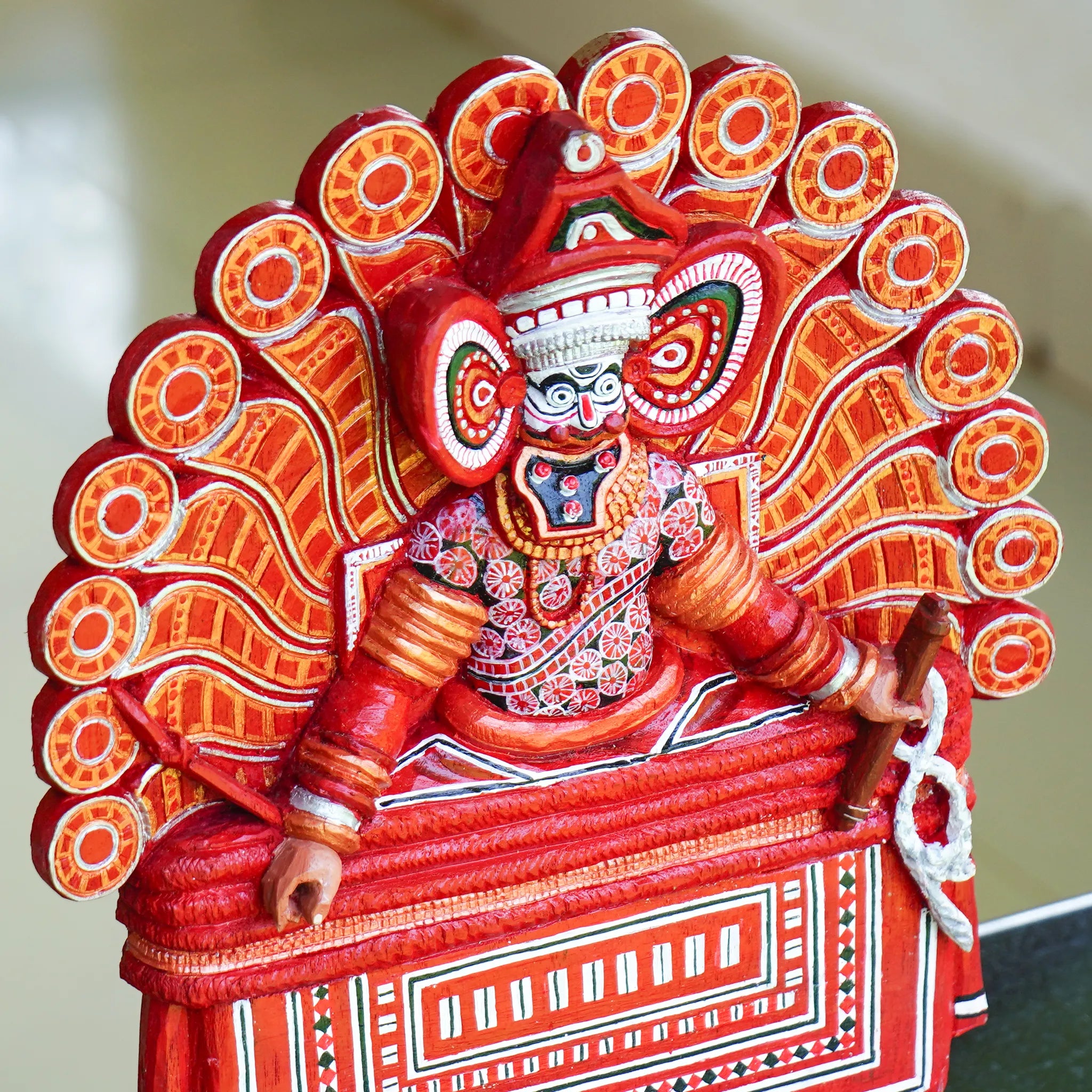 Handcrafted Kuttichathan Theyyam Wooden Decor- Made to Order