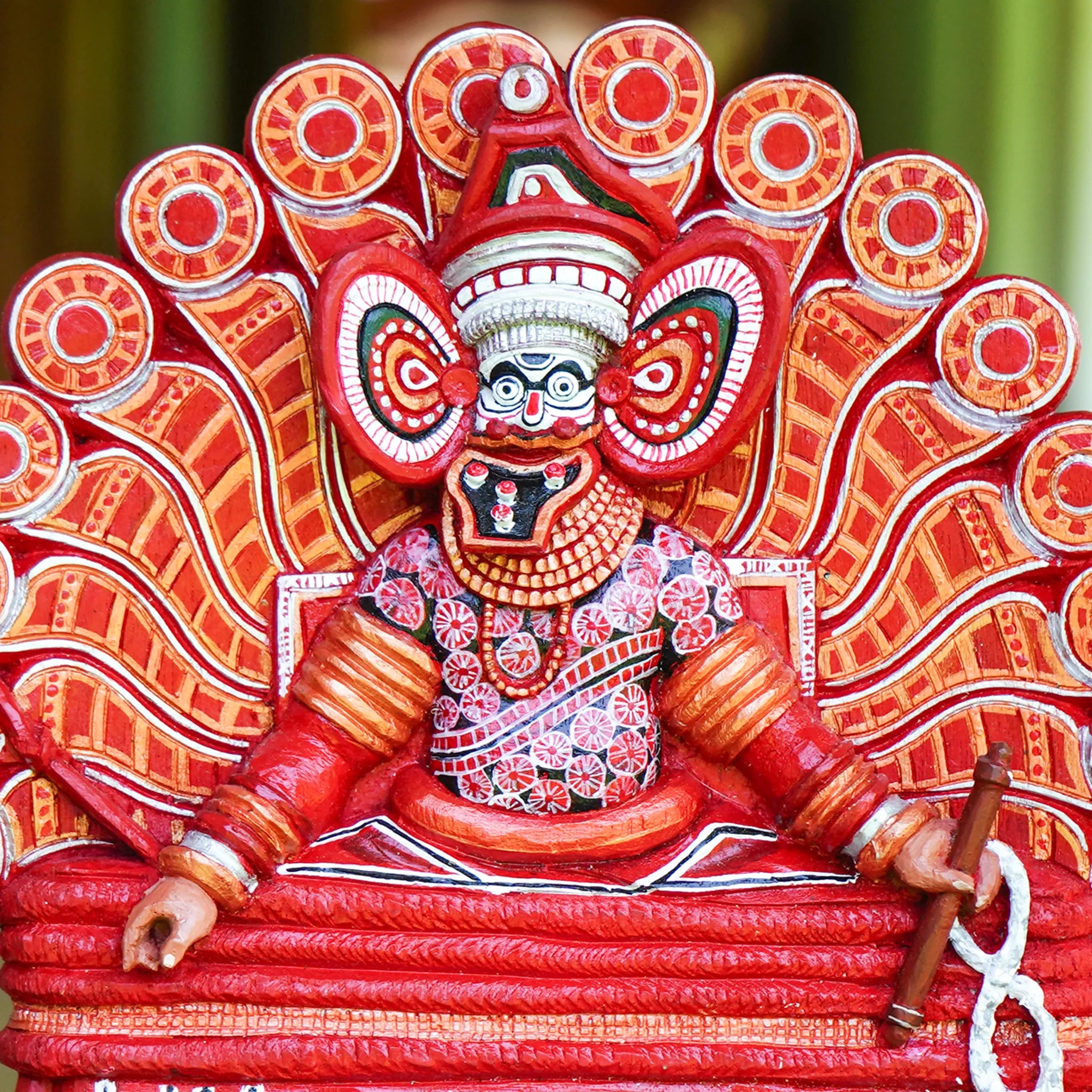 Handcrafted Kuttichathan Theyyam Wooden Decor- Made to Order