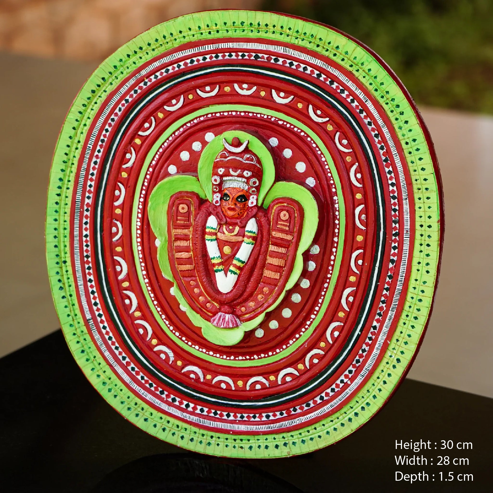 Handcrafted Chamundi Theyyam Wooden Decor-Made to Order