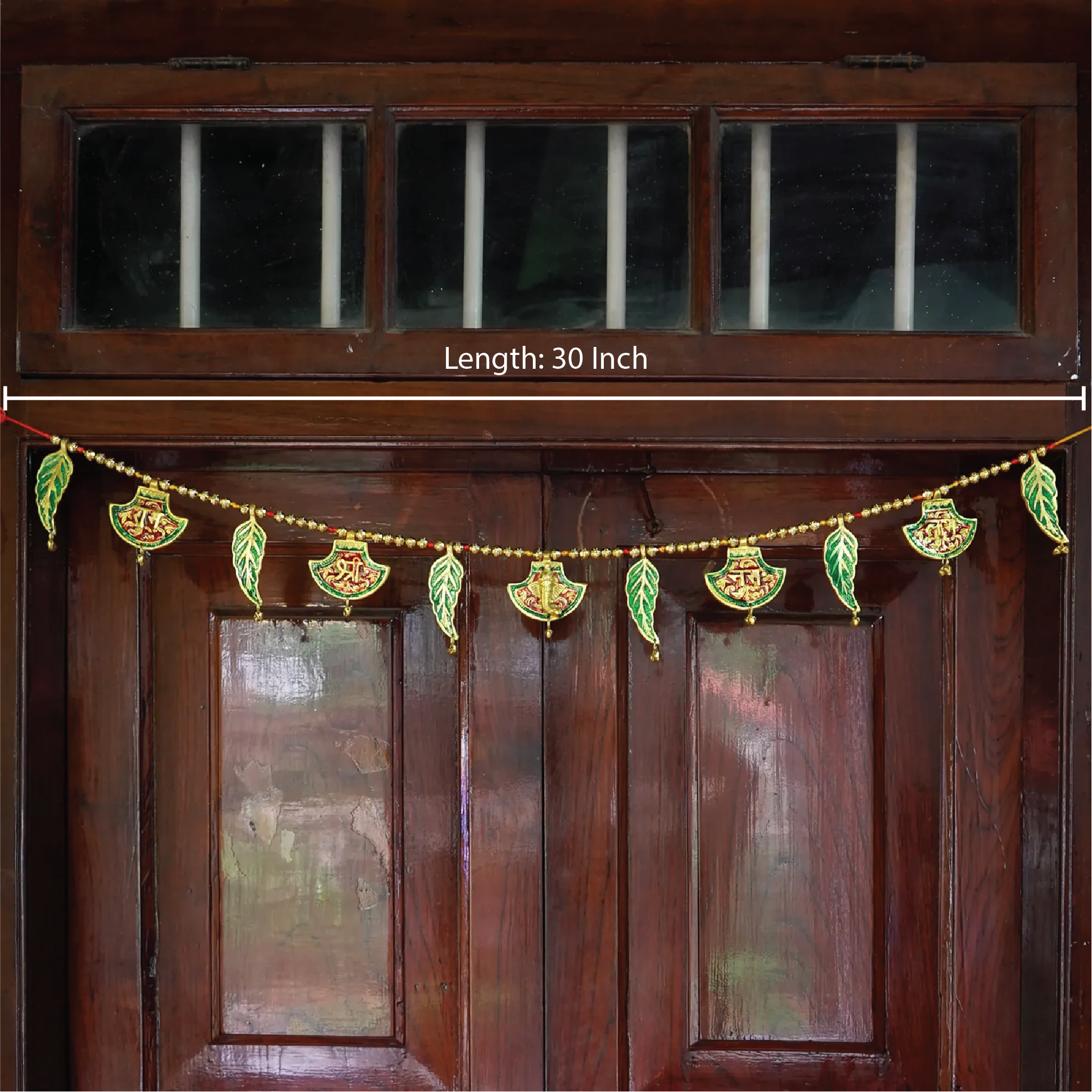 Hand Fan shaped Toran with Ganesh and Leaf