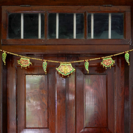 Hand Fan Shaped Elephant and Leaf Toran - Door Decor