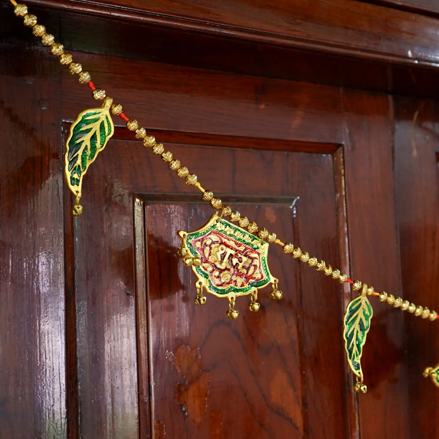 Hand Fan Shaped Elephant and Leaf Toran - Door Decor