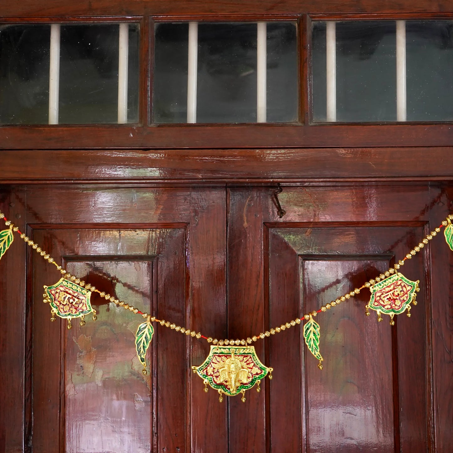 Hand Fan Shaped Elephant and Leaf Toran - Door Decor