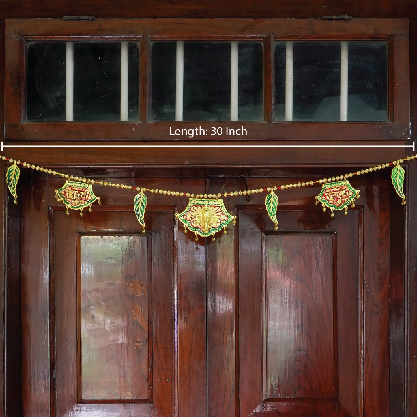 Hand Fan Shaped Elephant and Leaf Toran - Door Decor