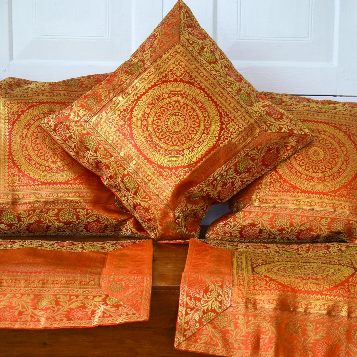 Banarasi Bloom Mandala Patchwork Pillow Covers