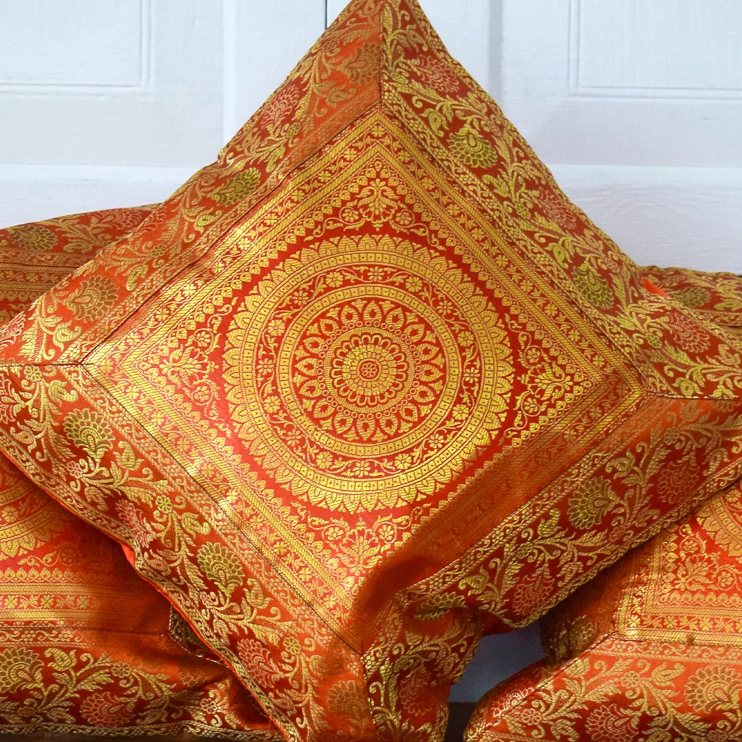 Banarasi Bloom Mandala Patchwork Pillow Covers