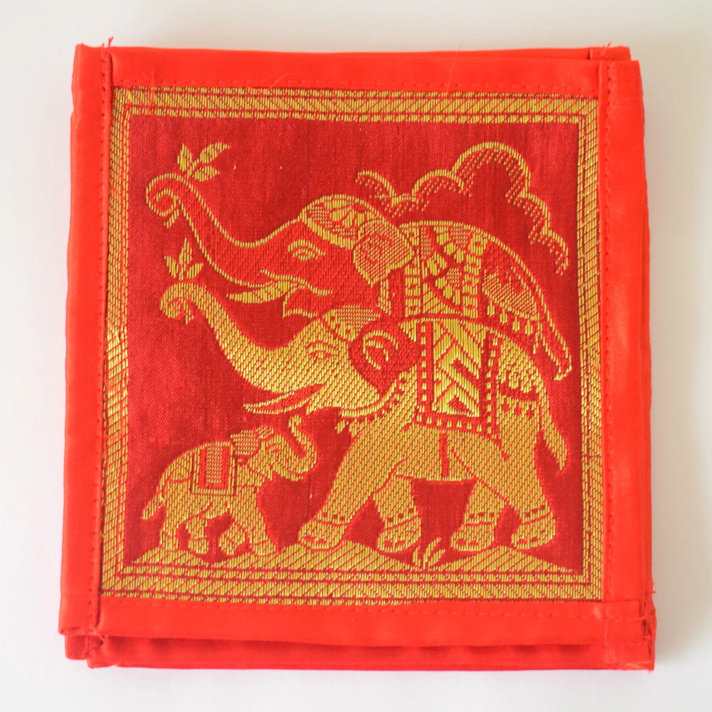 Banarasi Mats Red Mat-1 Pcs, Runner-1 Pcs, Coaster-6Pcs Set