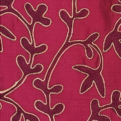 Elegant Banarasi Vine color Runner with embriodered leaf design and Golden Zari Border