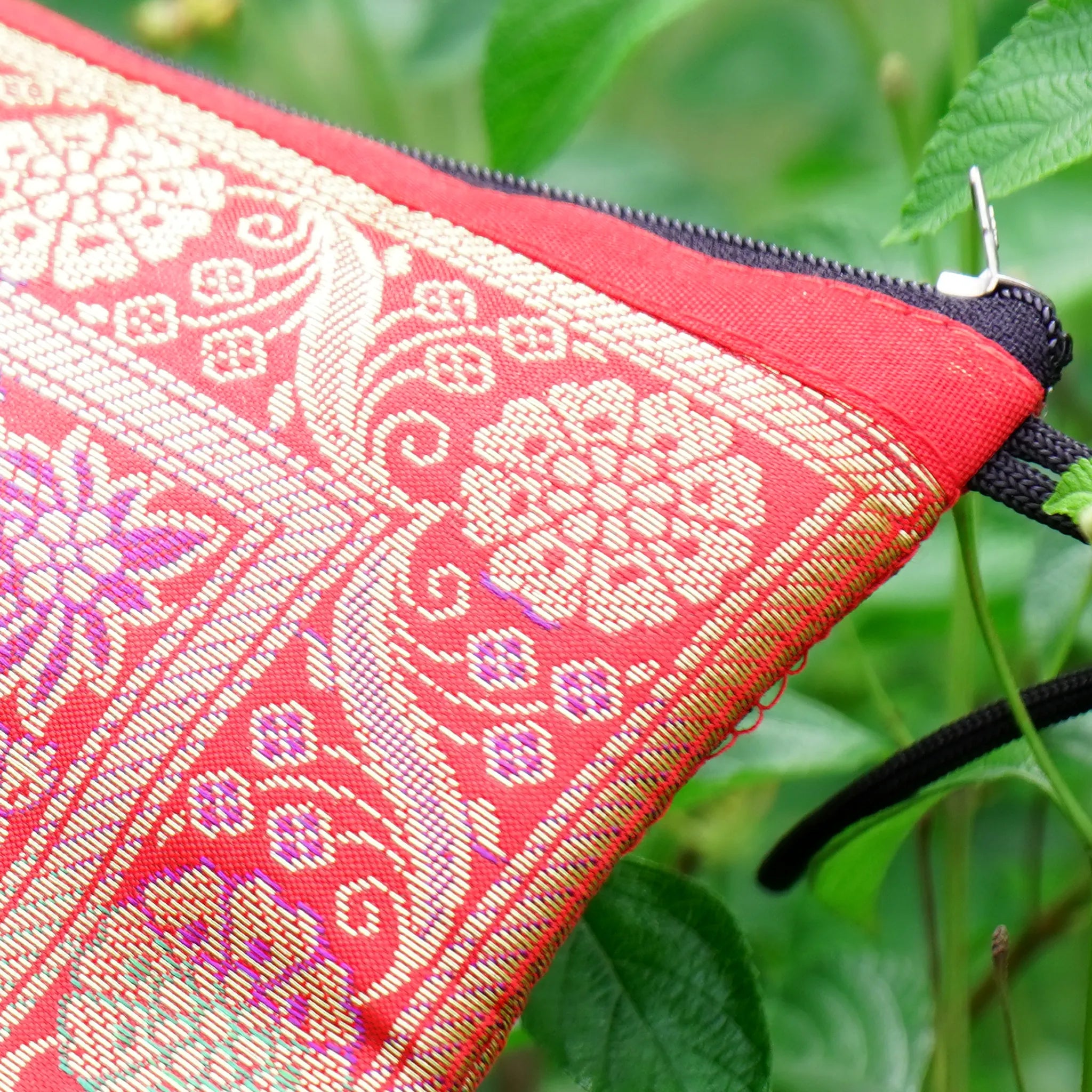 Red,Gold Banarasi Clutch Pouch