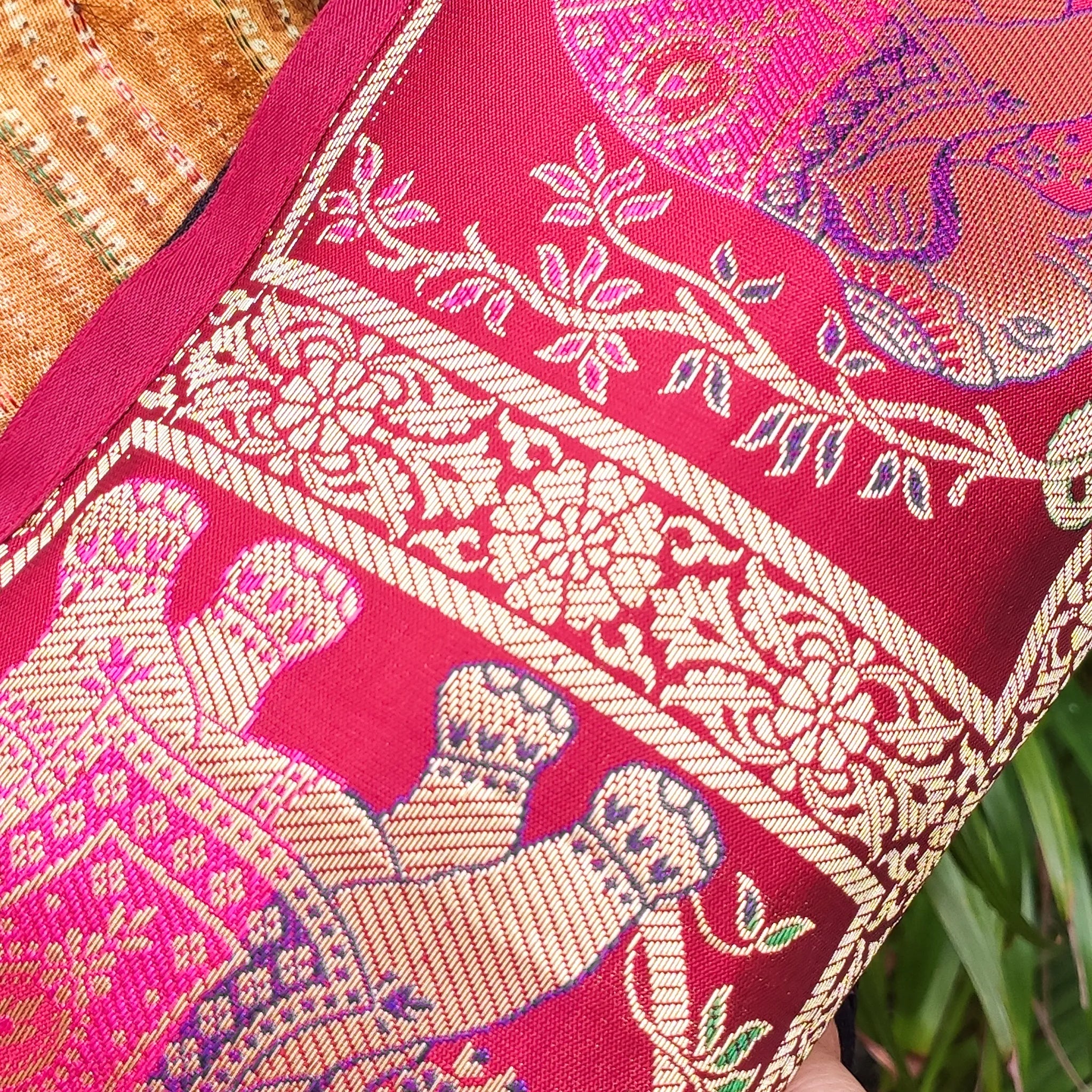 Elephant Printed Banarasi Pouch