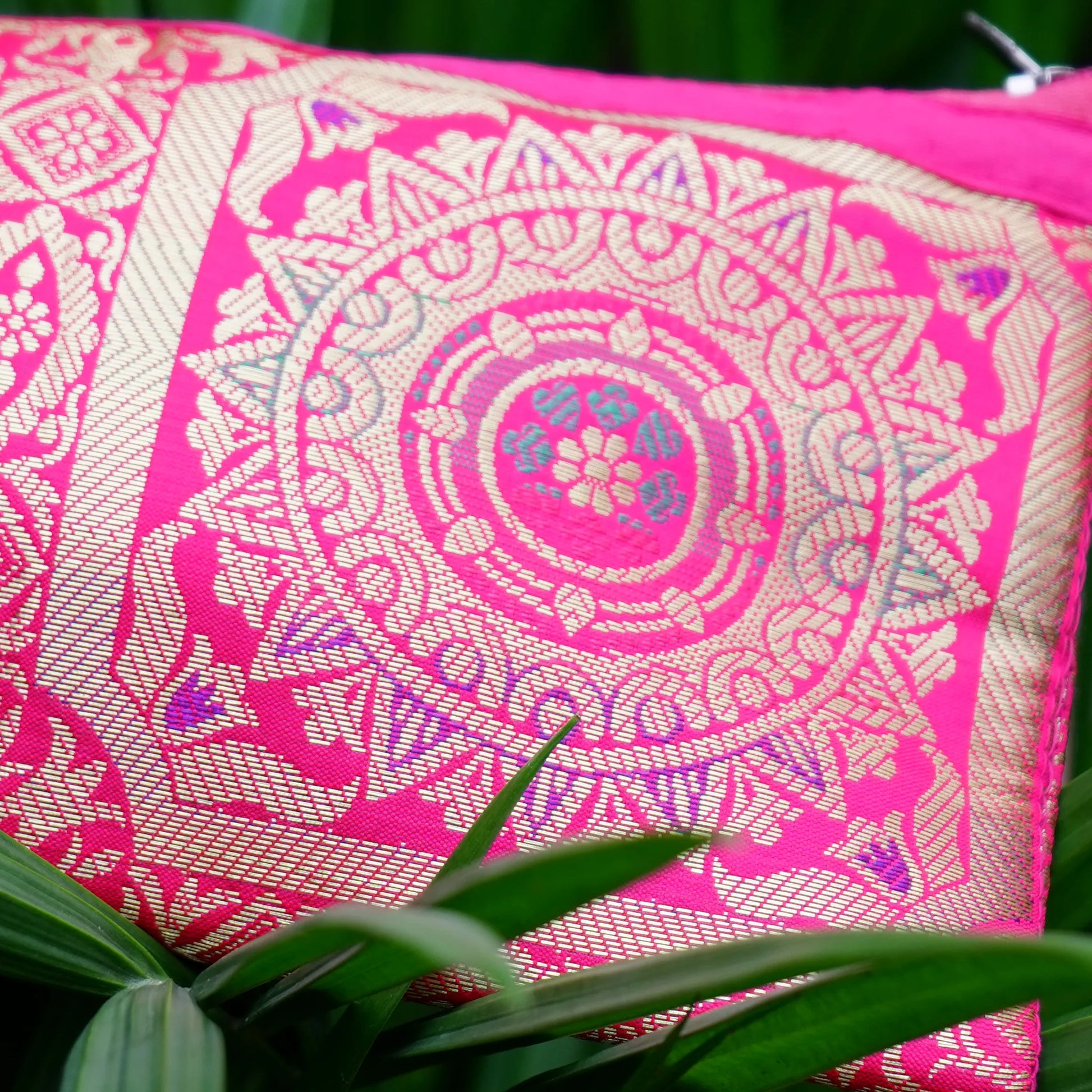 Pink Banarasi Pouch