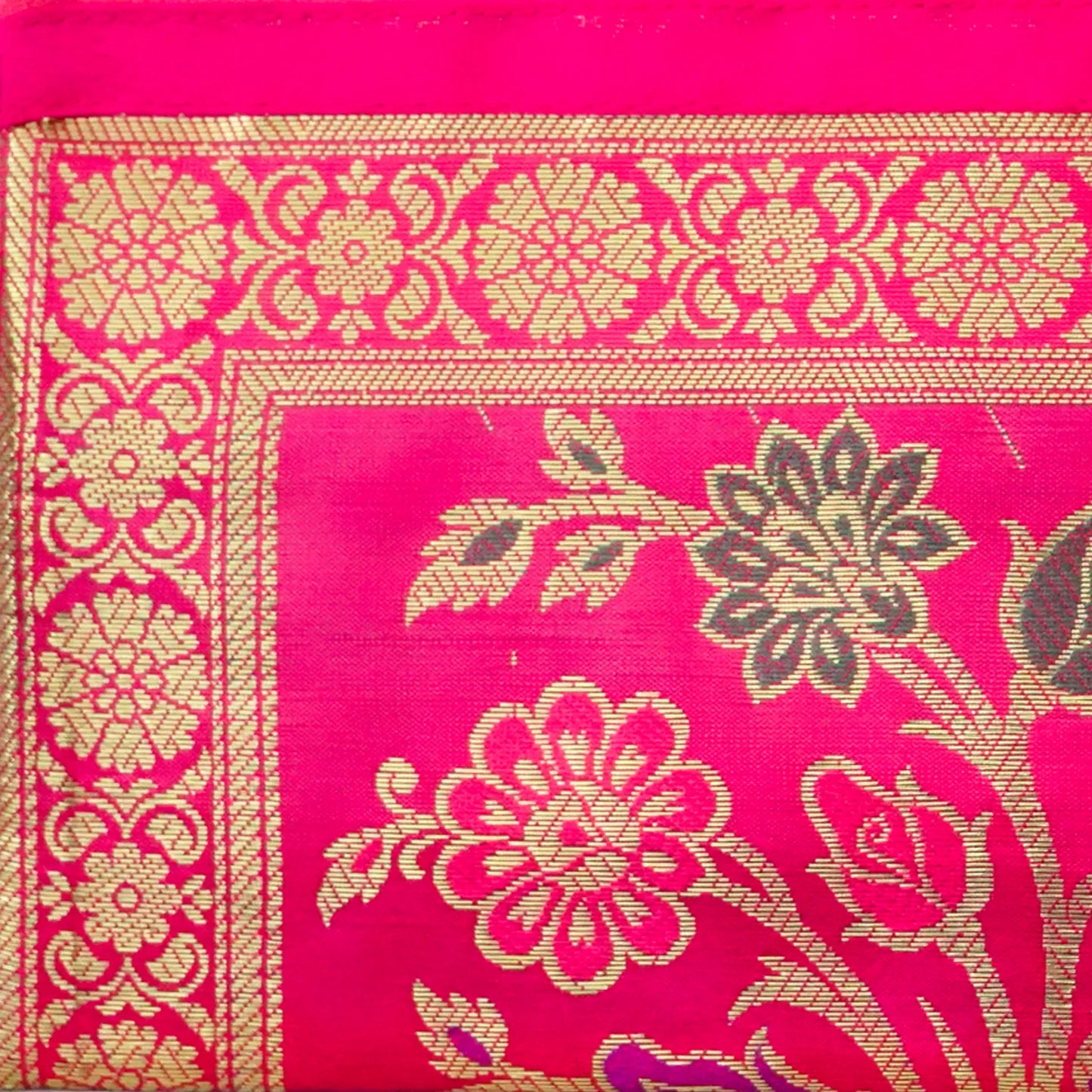 Pink Banarasi Pouch with Golden Zari Work