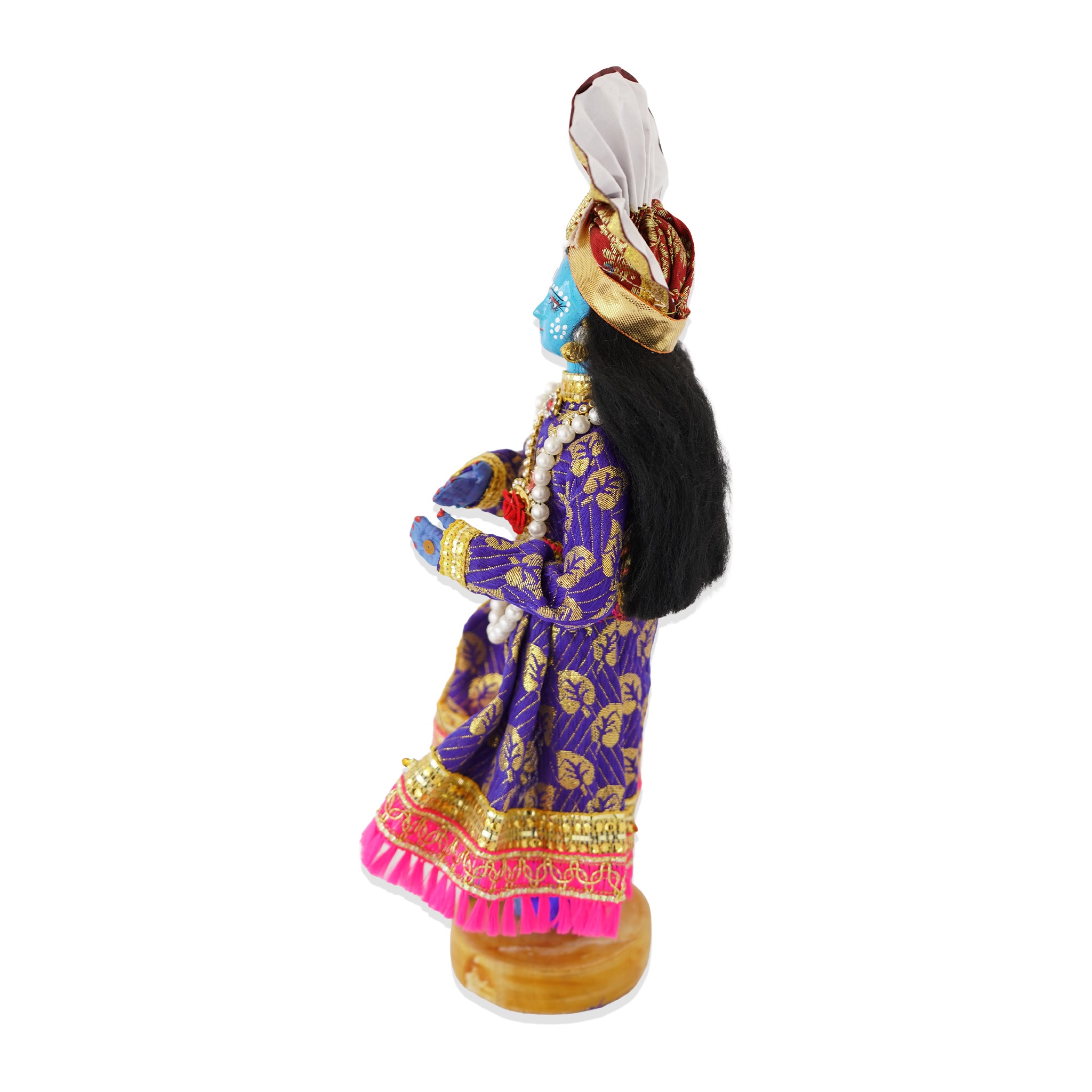 Handmade Fabric Doll Flute Enchanter Krishna in Bliss