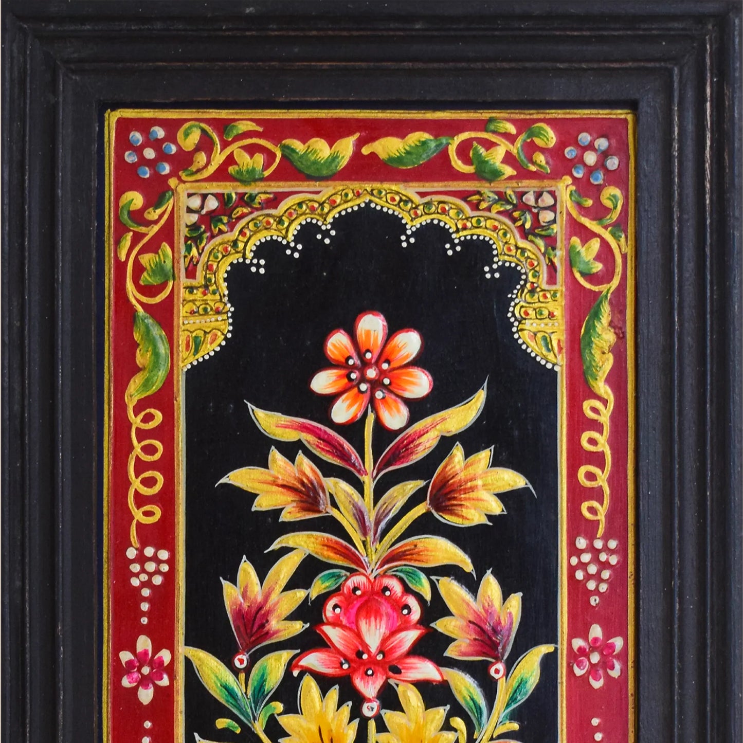 Handcrafted Golden Blossom Serenity Usta painting Black Masterpiece