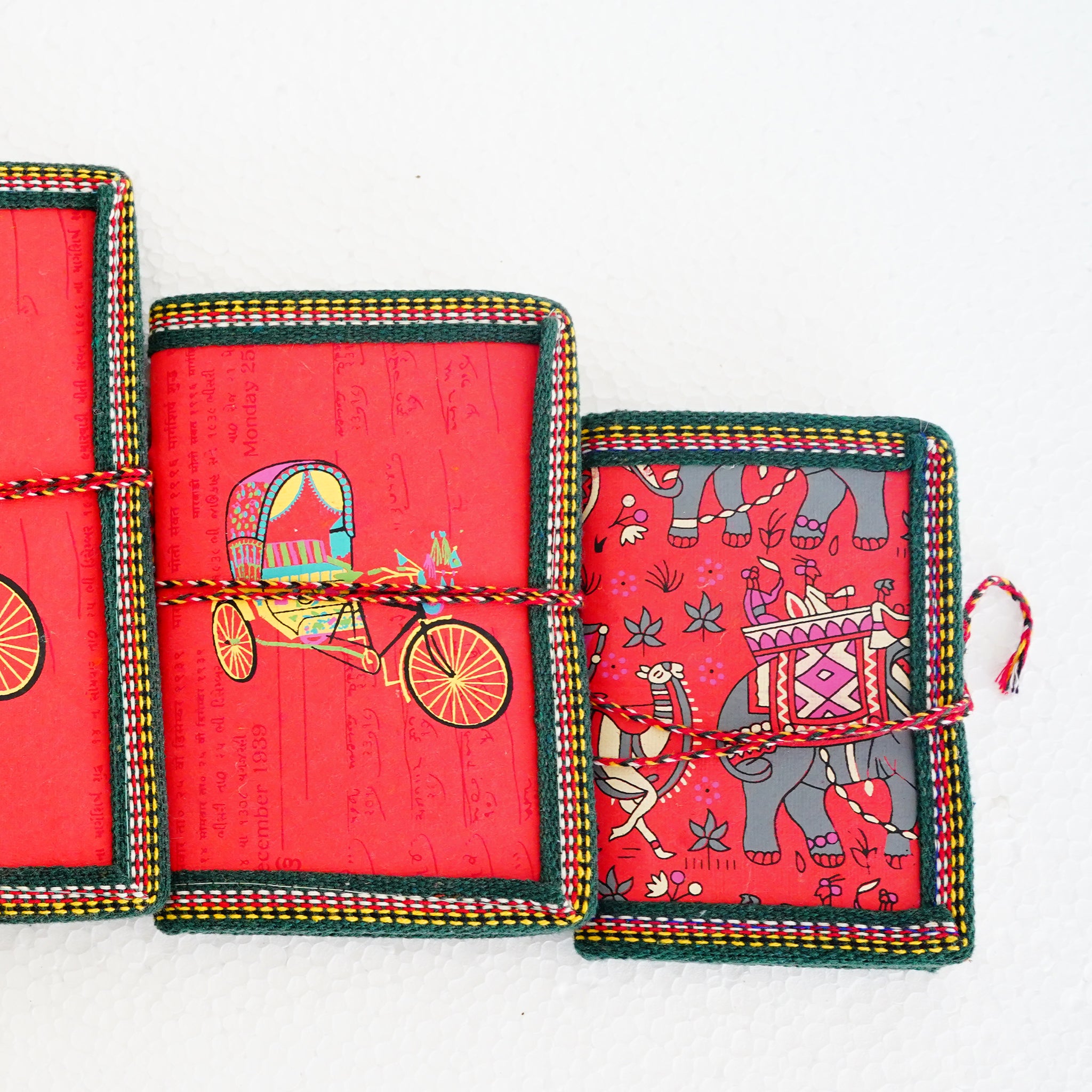 Twine & Tone: Handmade Red Notebook (Set of 4)