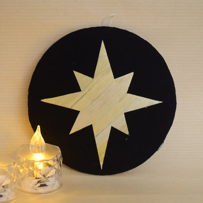 Eco-Friendly Traditional Kerala Straw Art Round Frame with Star Art