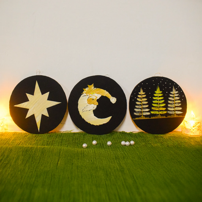 Eco-Friendly Christmas Tree Decor- Kerala Straw Art-Set of Three