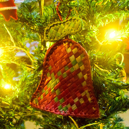 Eco-Friendly Red and Green Bell Christmas Tree Decoration-Handmade Screw Pine