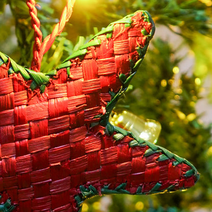 Eco-Friendly Christmas Tree Decoration-Red and Green Star| Handmade Screw Pine