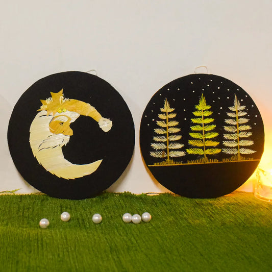 Eco-Friendly Christmas Tree Decor- Kerala Straw Art-Set of Two