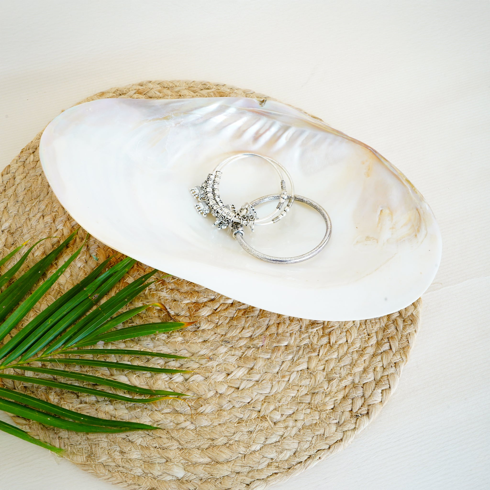 Large Iridescent Shell Tray Elegant Coastal Décor & Functional Statement Piece