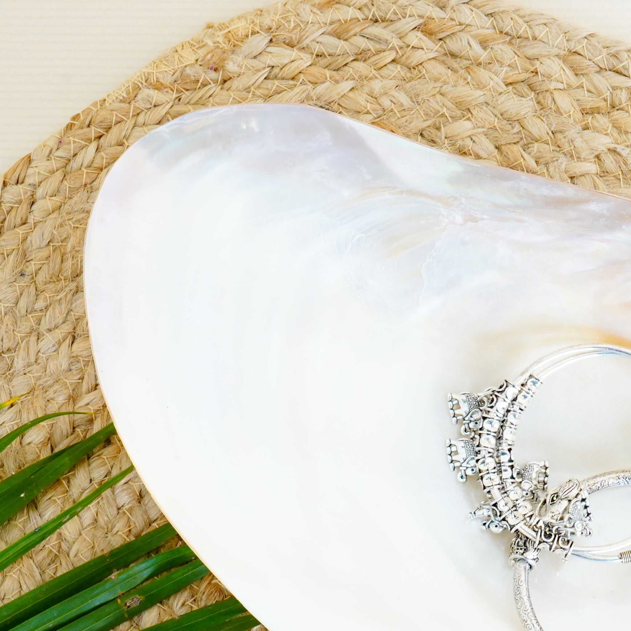 Large Iridescent Shell Tray Elegant Coastal Décor & Functional Statement Piece