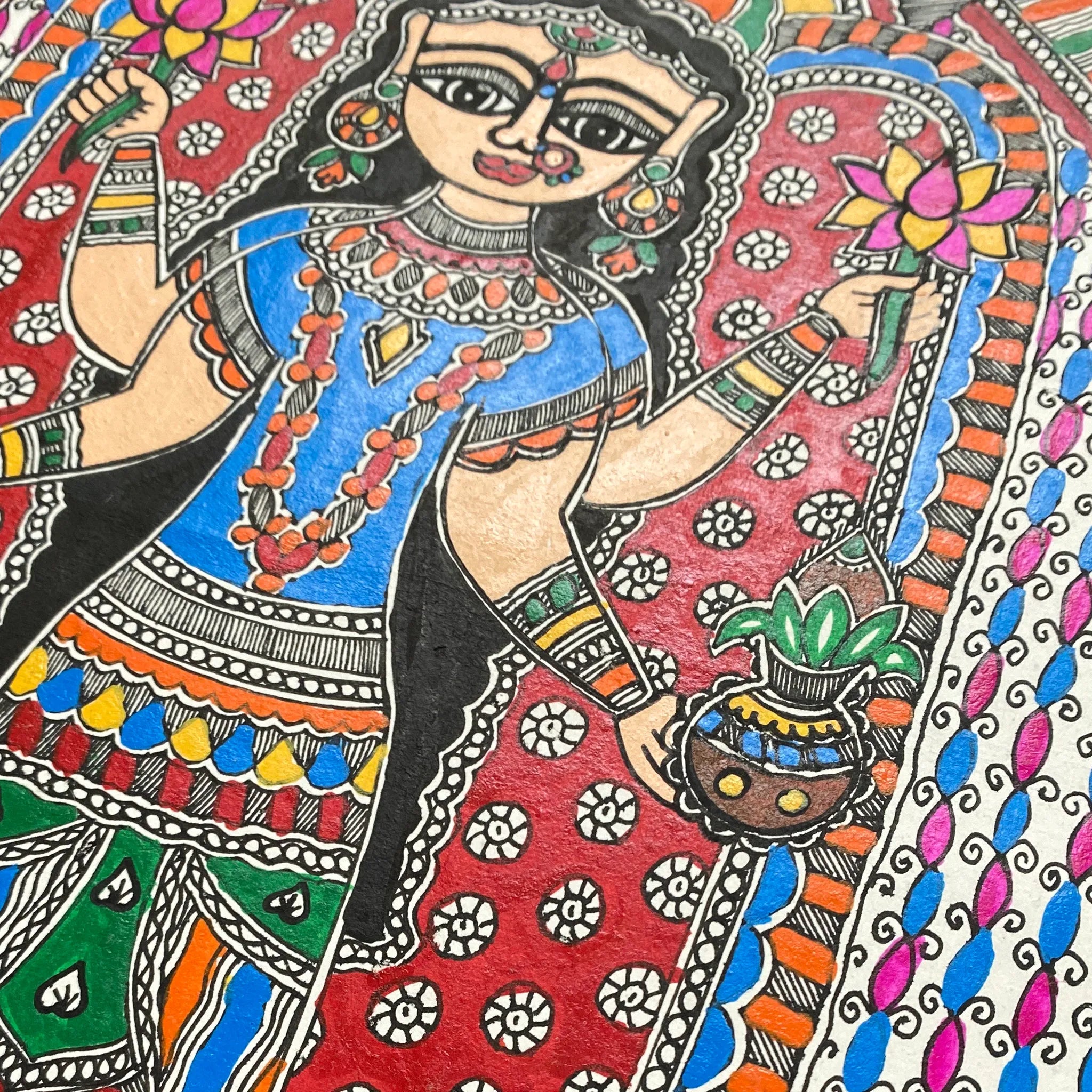 Handcrafted Madhubani Lakshmi Traditional Mithila Paintings of Prosperity-Made to Order