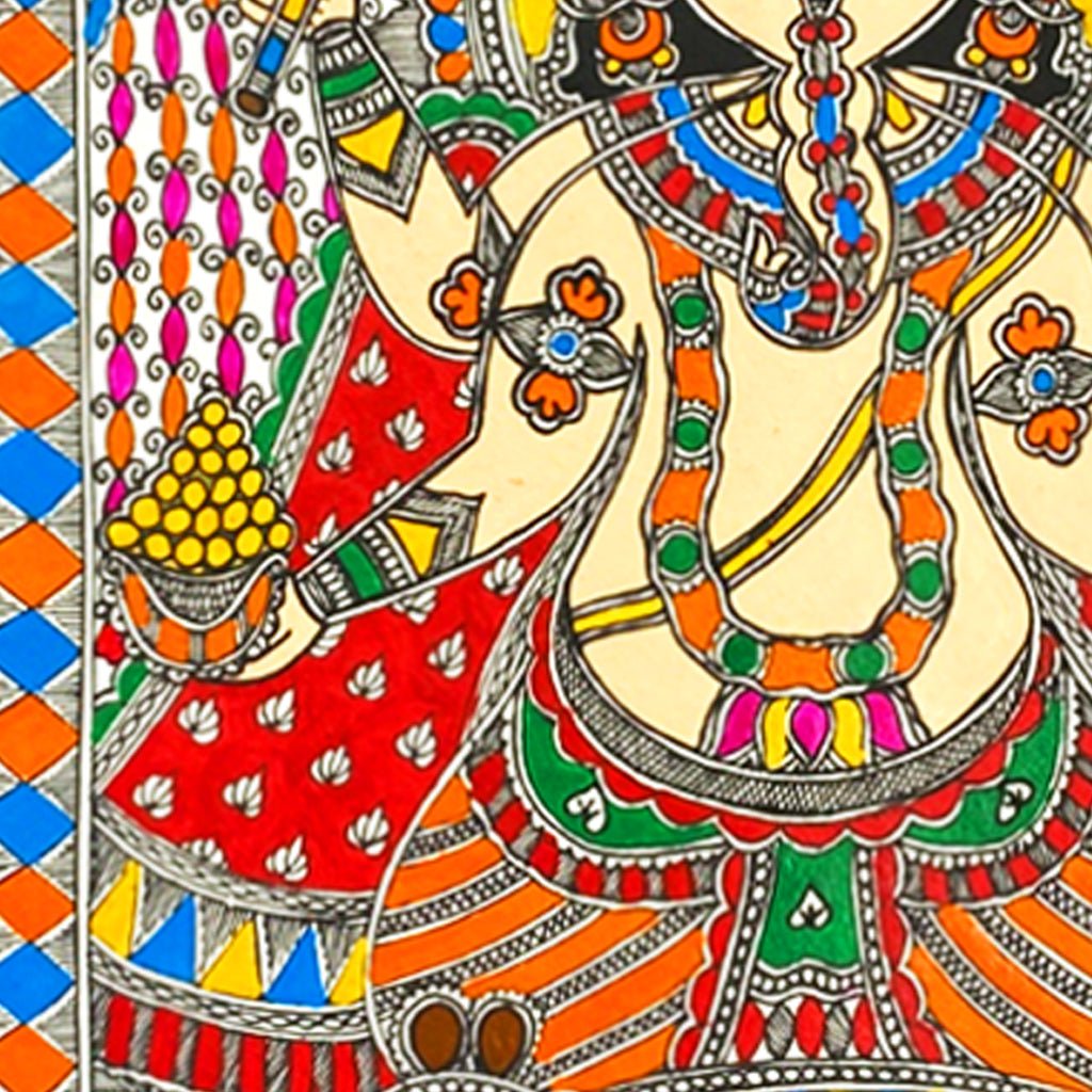 Madhubani Ganesh Art: Traditional Mithila Painting of Lord Ganesh - Made to Order - Culturati