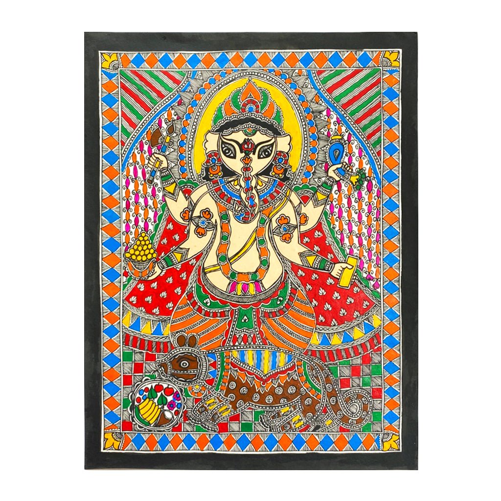 Madhubani Ganesh Art: Traditional Mithila Painting of Lord Ganesh - Made to Order - Culturati