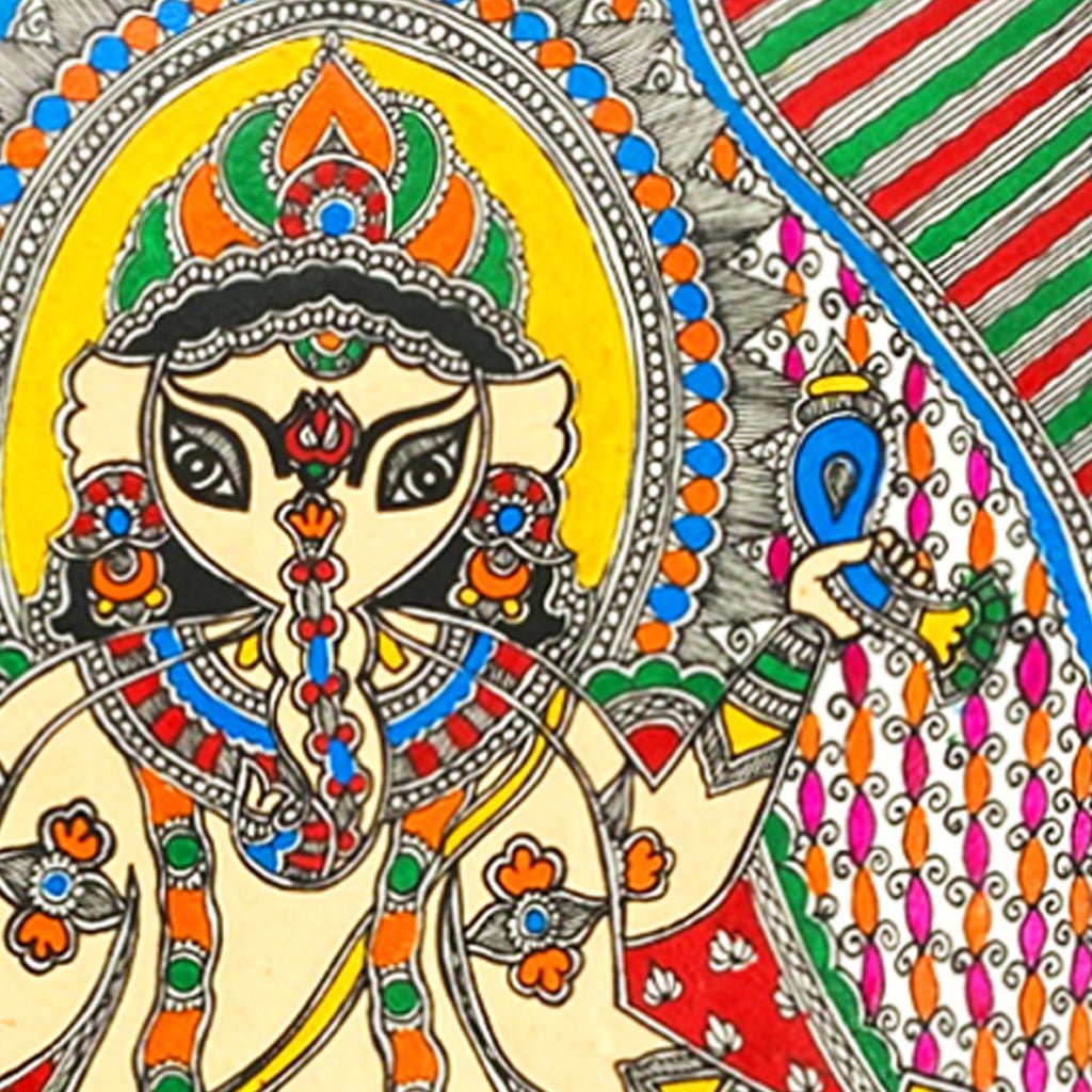 Madhubani Ganesh Art: Traditional Mithila Painting of Lord Ganesh - Made to Order - Culturati