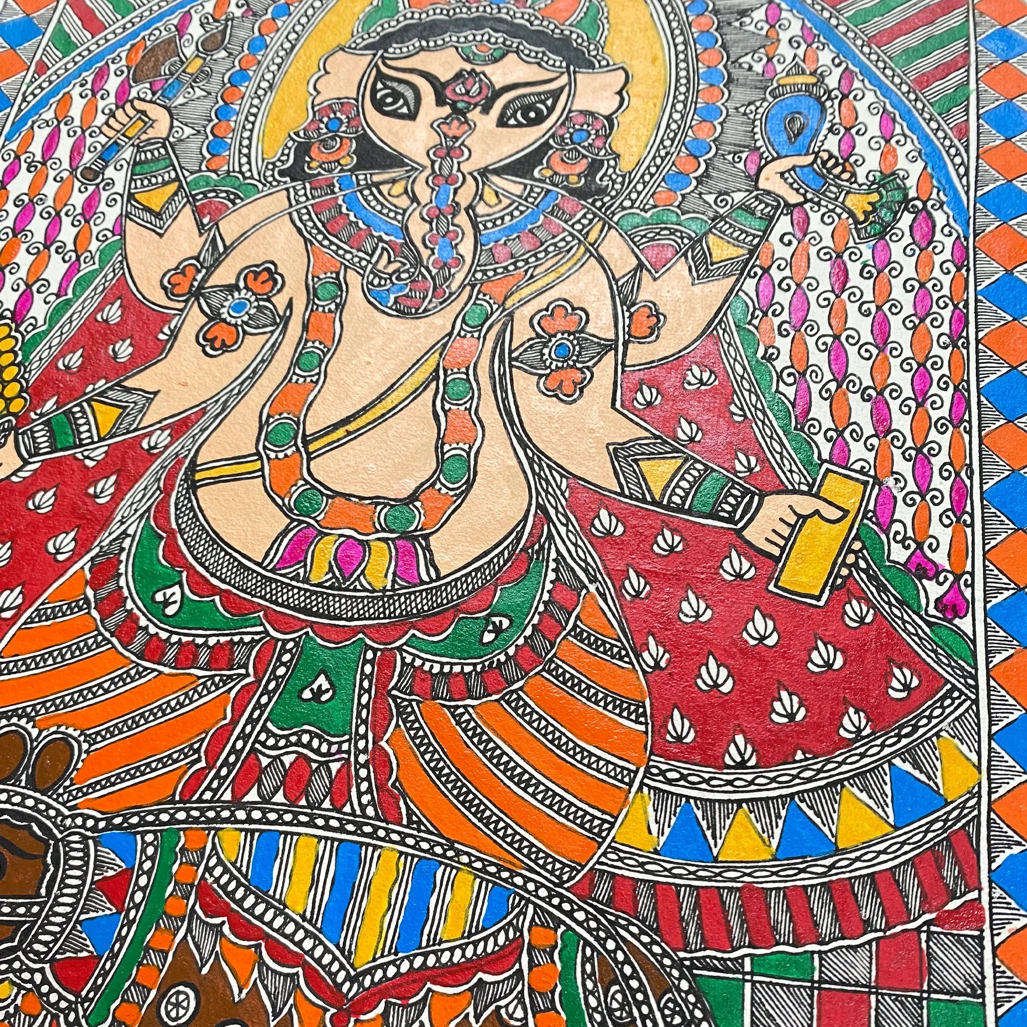 Madhubani Ganesh Art: Traditional Mithila Painting of Lord Ganesh-Made to Order