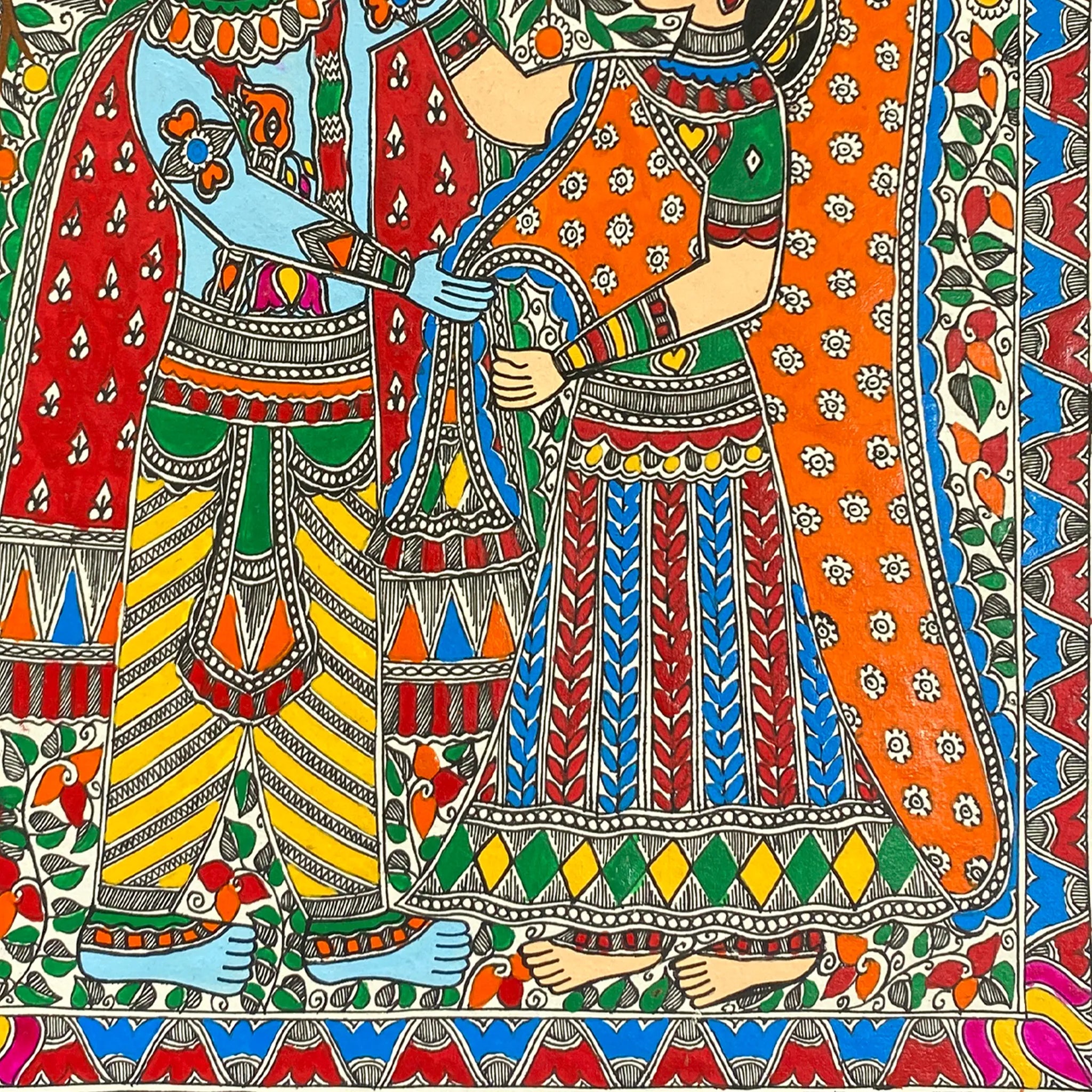 Hand painted Madhubani Radhakrishna-Made to Order