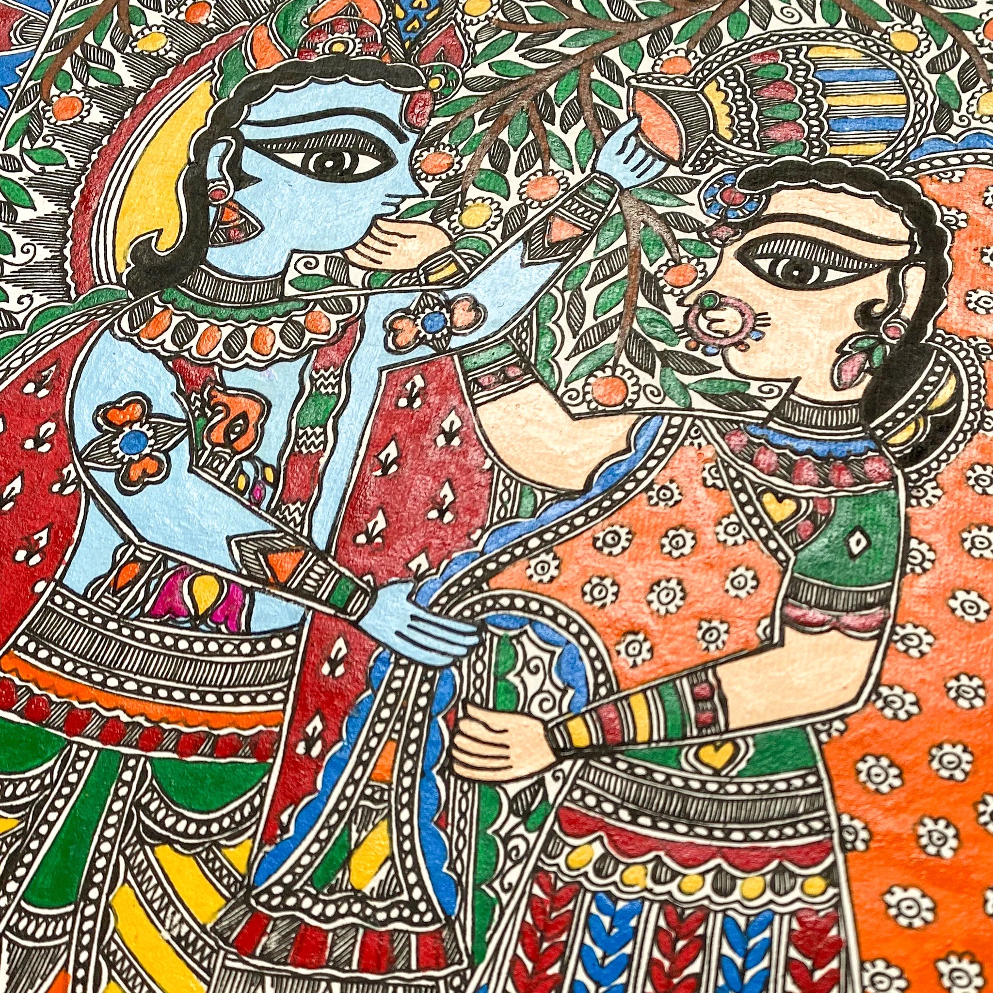Hand painted Madhubani Radhakrishna-Made to Order