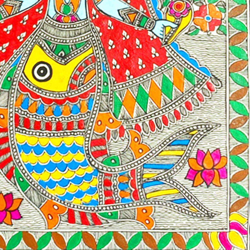 Madhubani Matsya Krishna Art - Made to Order - Culturati