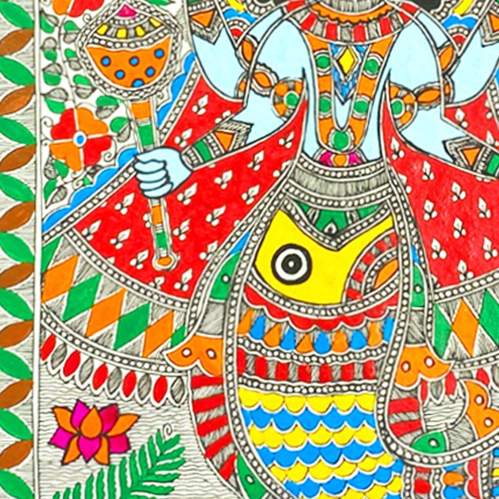 Madhubani Matsya Krishna Art - Made to Order - Culturati