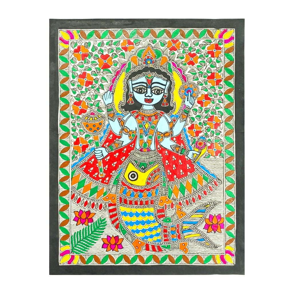 Madhubani Matsya Krishna Art - Made to Order - Culturati
