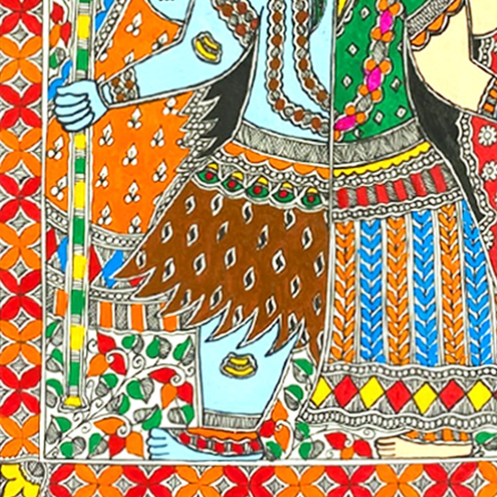 Handcrafted Madhubani Ardhanareeshwara - Traditional Mithila Paintings of Prosperity - Made to Order - Culturati