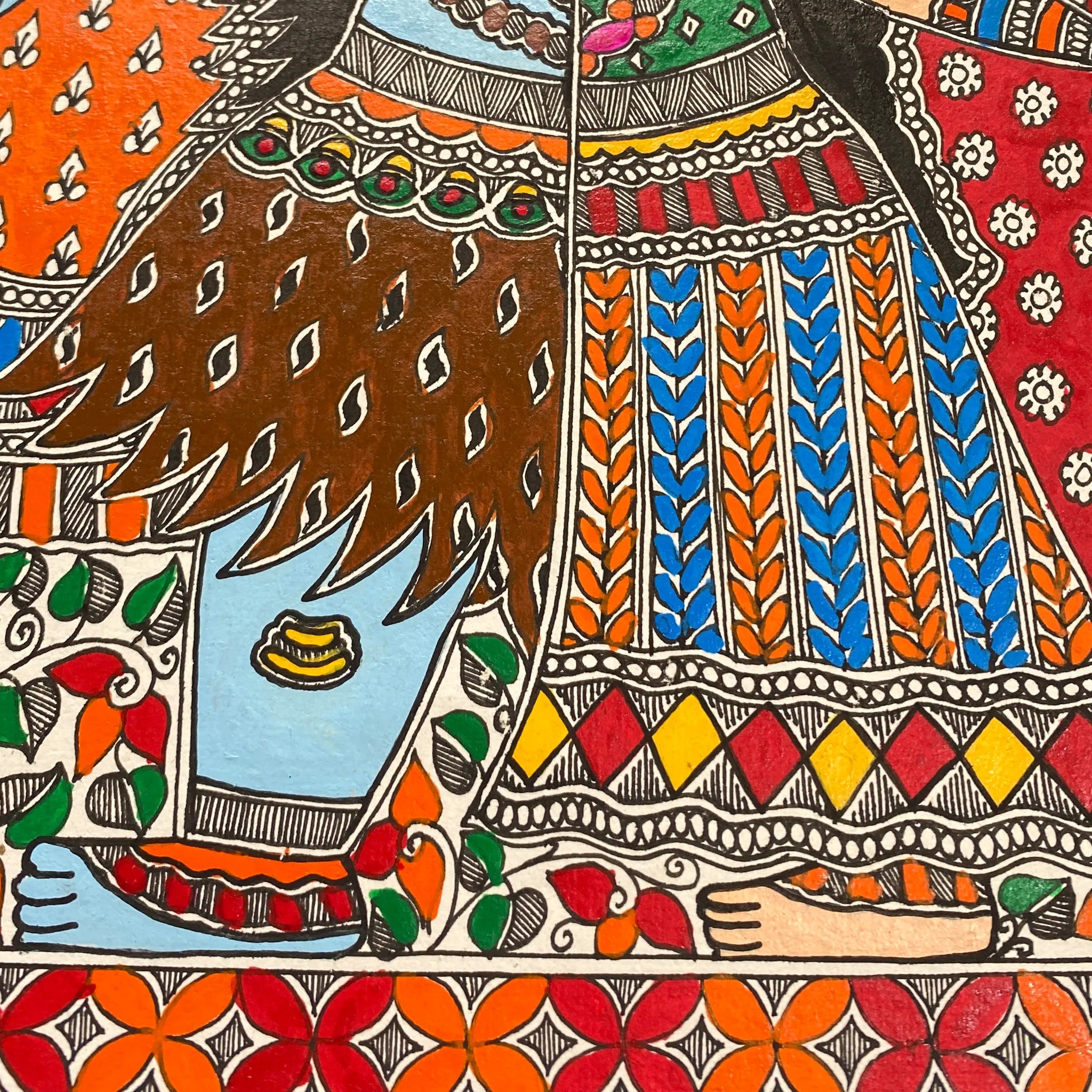 Handcrafted Madhubani Ardhanareeshwara-Traditional Mithila Paintings of Prosperity-Made to Order