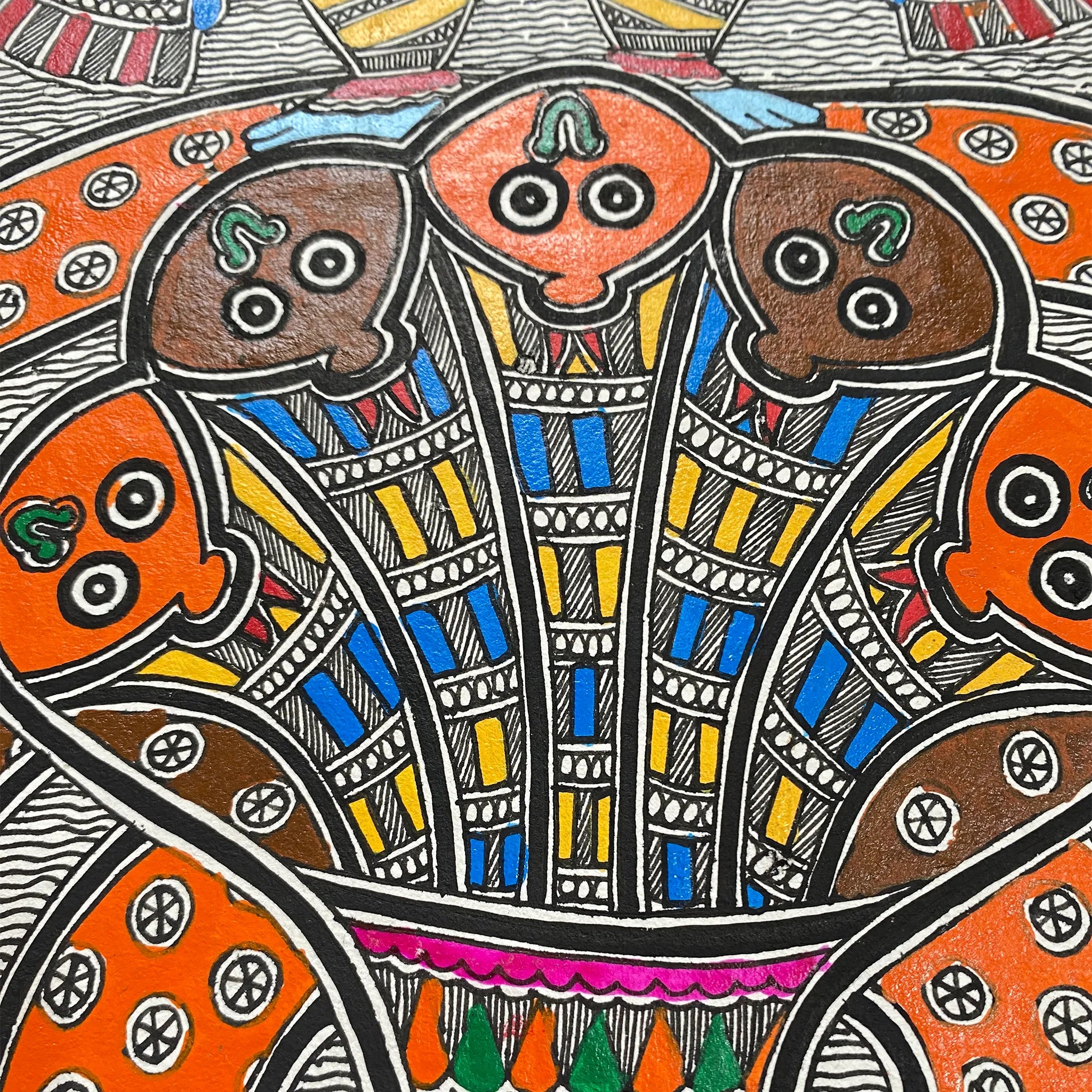 Handcrafted Madhubani Krishna Kaliya Mardhan: Traditional Mithila Paintings of Prosperity-Made to Order
