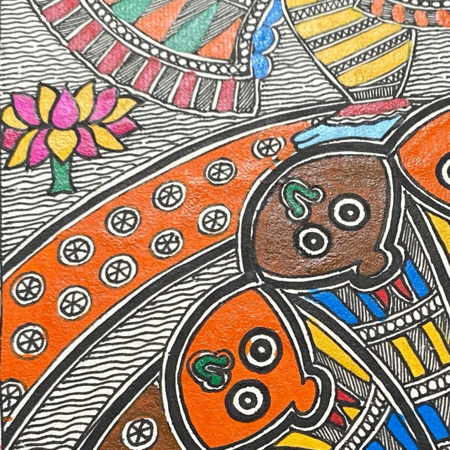 Handcrafted Madhubani Krishna Kaliya Mardhan: Traditional Mithila Paintings of Prosperity-Made to Order