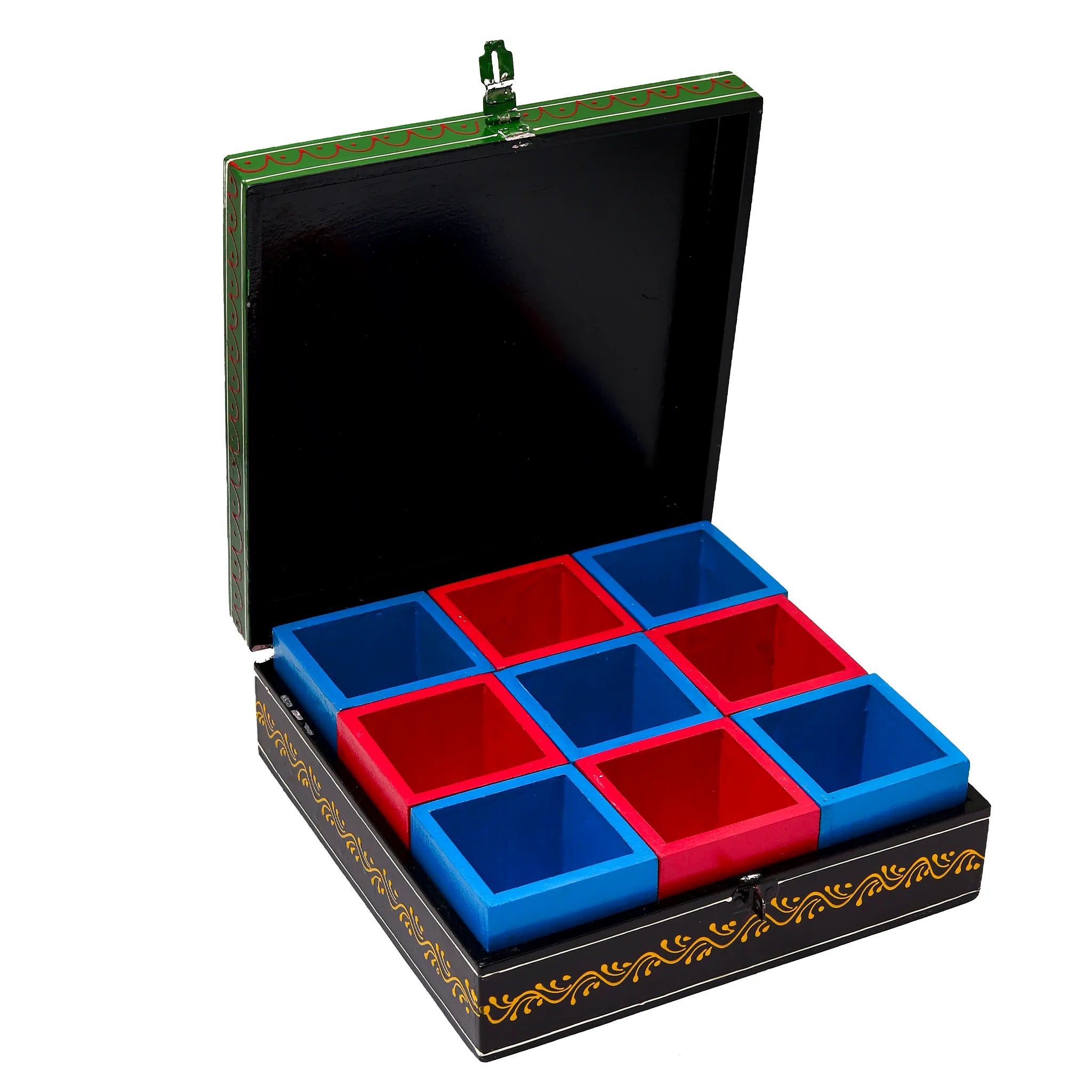 Ambabari Elephant Hand-Painted Wooden Spice Masala Box