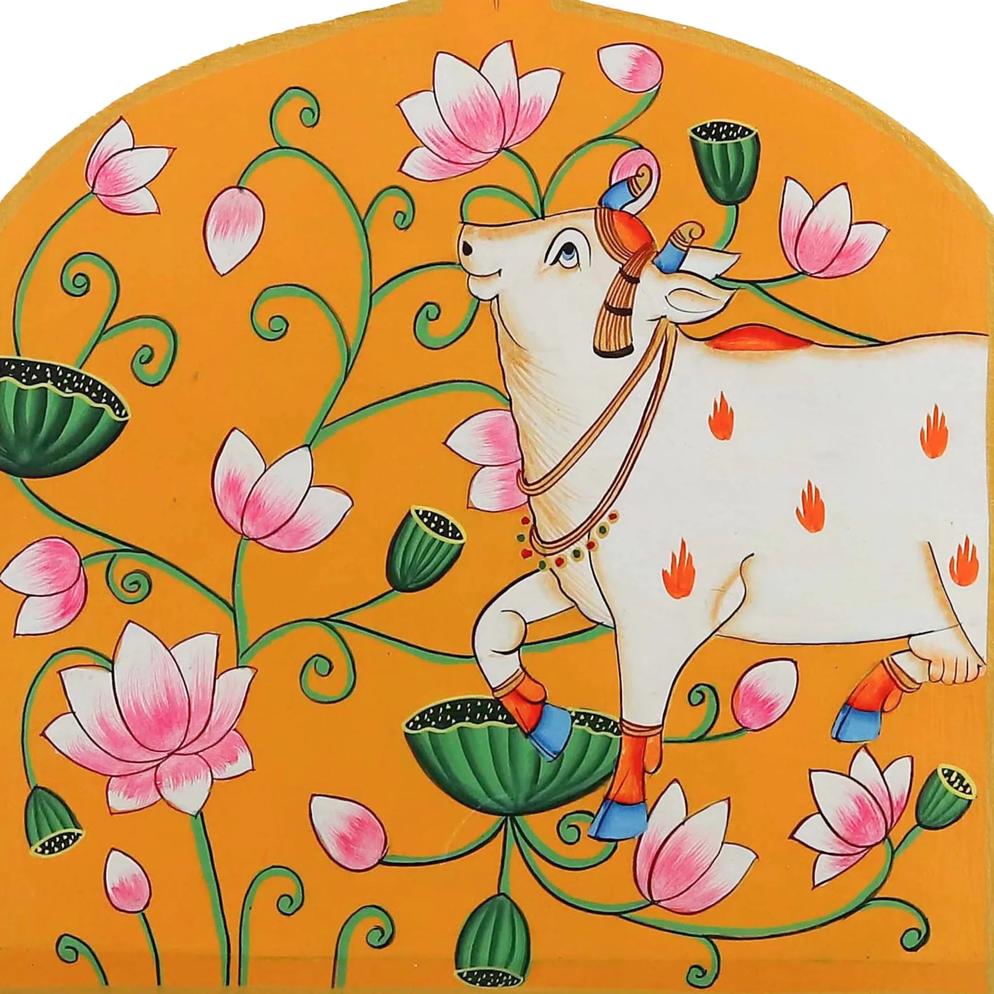 Hand Painted Yellow Pichwai Decorative Chopping Board