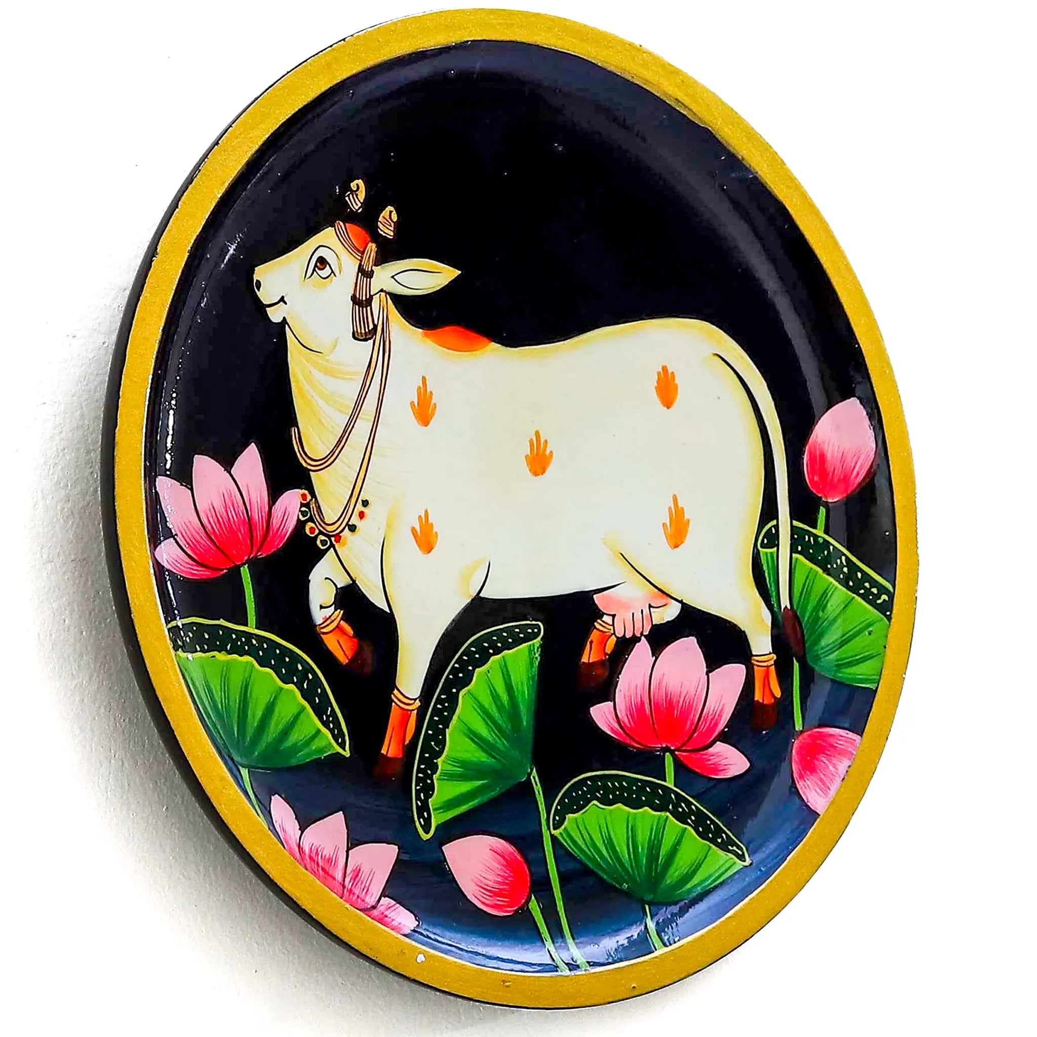 Vibrant Black Pichwai Plate Lotus Symbolism & Indian Craftsmanship