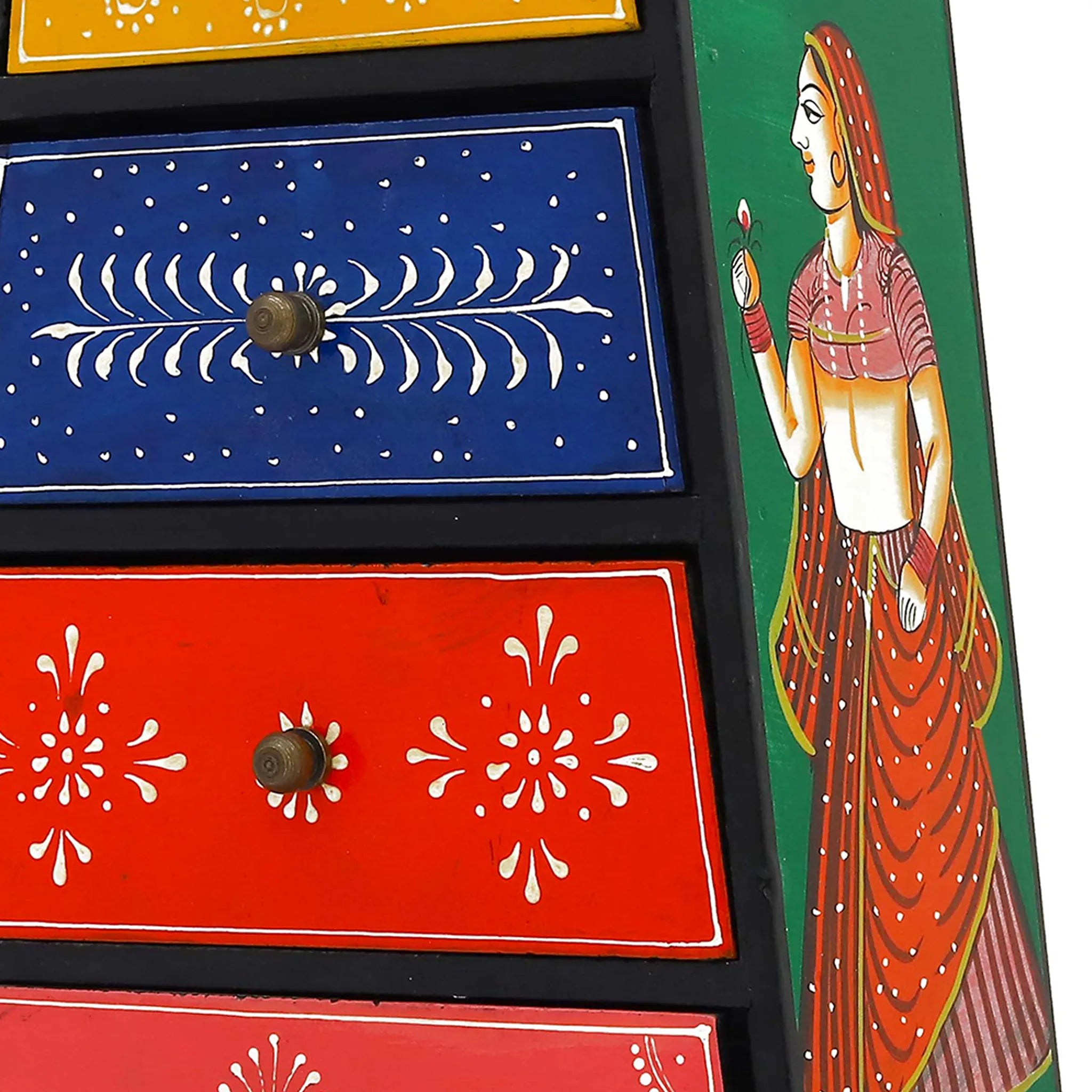 Hand Painted Wooden Chest Of Drawers-Bani Thani Art
