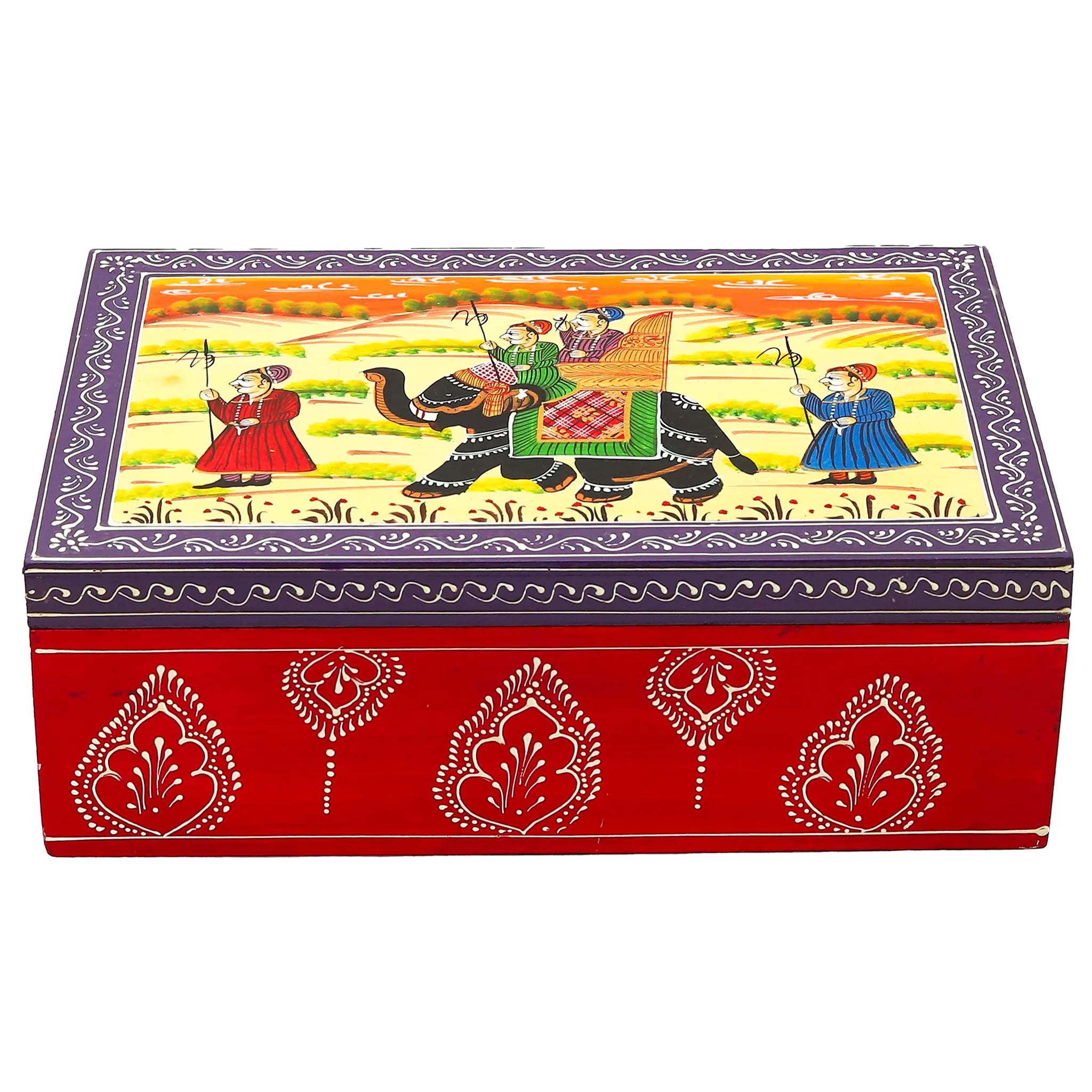 Hand Painted Exquisite Red Jewelry Box With Pichwai Art