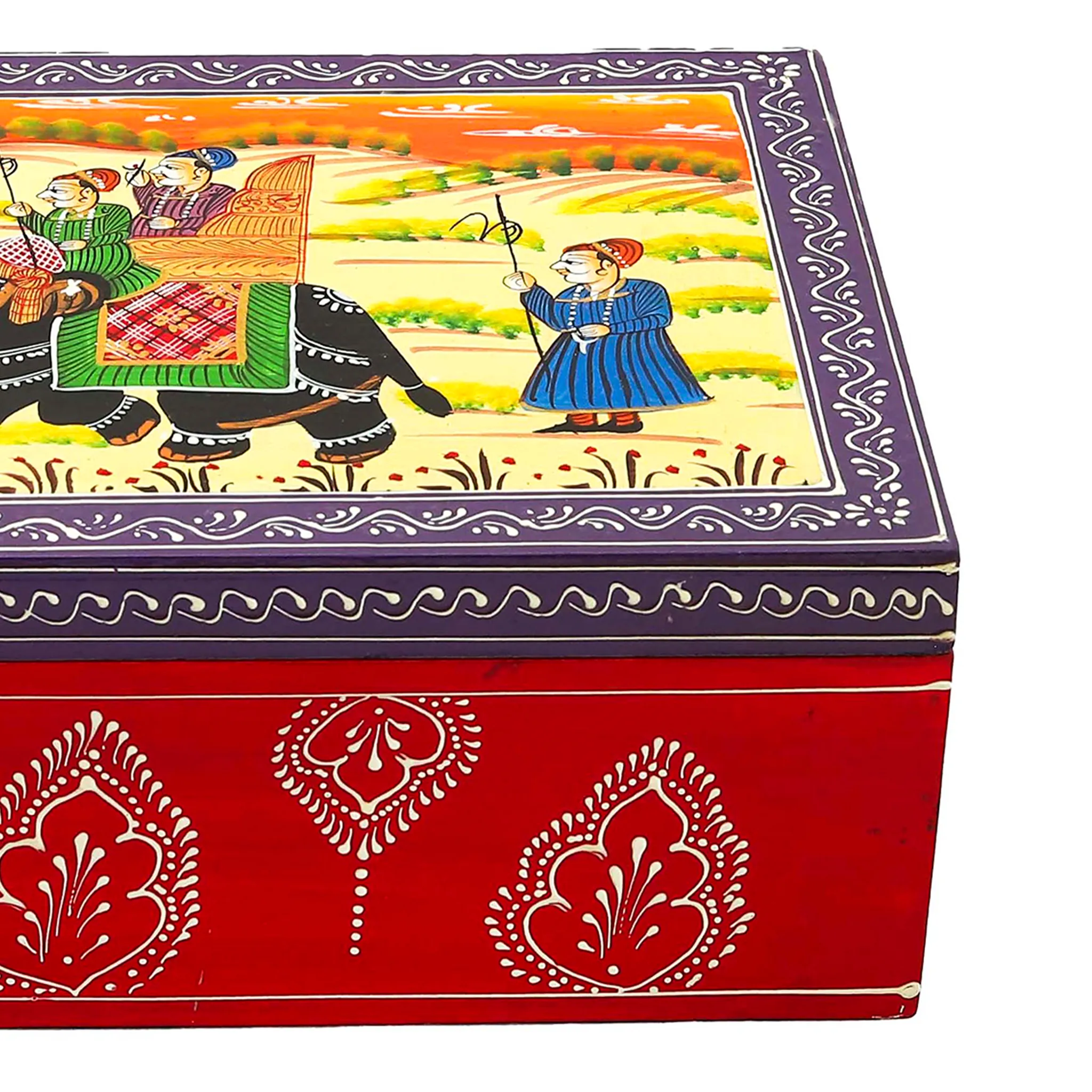 Hand Painted Exquisite Red Jewelry Box With Pichwai Art